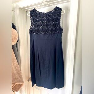 Ann Taylor Navy Blue Dress with Lace Top Size 6